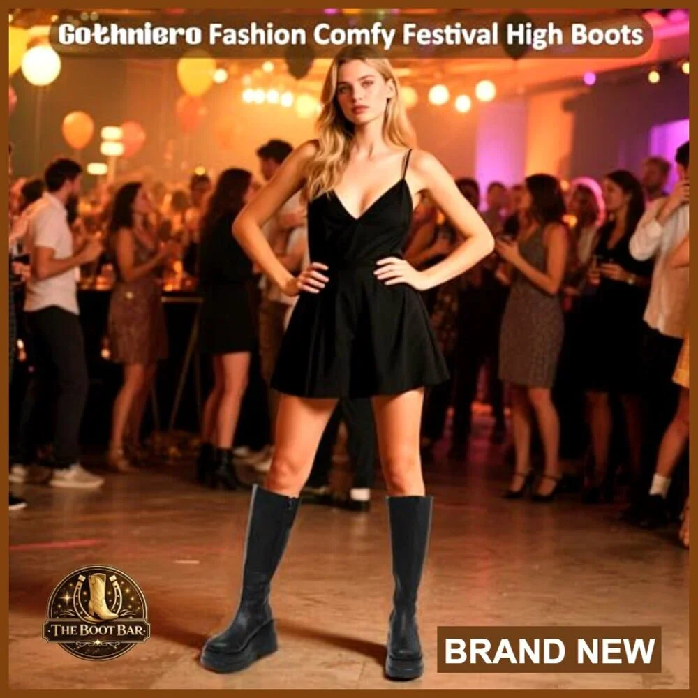 Chunky Platform Knee High Boots Wedge Heel Combat Punk Motorcycle Style